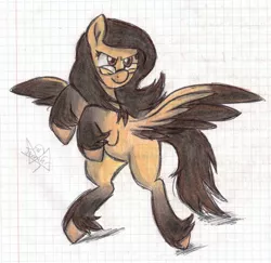 Size: 1600x1554 | Tagged: safe, artist:pollito15, derpibooru import, oc, oc:jennifer miranda, pegasus, pony, female, glasses, mare, solo, traditional art