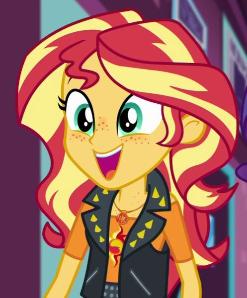 Size: 521x629 | Tagged: safe, artist:katakiuchi4u, derpibooru import, edit, edited screencap, screencap, sunset shimmer, a fine line, equestria girls, equestria girls series, female, freckles, geode of empathy, happy, magical geodes, open mouth, smiling, solo