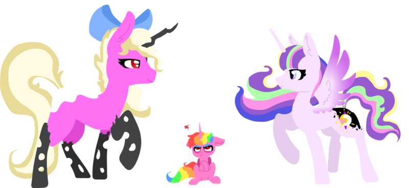 Size: 4940x2280 | Tagged: safe, artist:nootaz, derpibooru import, oc, oc:prince bloodshed, oc:princess collective, oc:queen mary sue, alicorn, pony, alicorn oc, donut steel, horn, toddler, wings