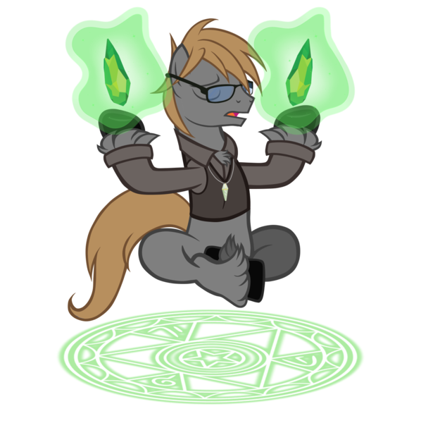 Size: 1513x1518 | Tagged: safe, artist:theeditormlp, derpibooru import, oc, oc:the editor, earth pony, pony, anatomically incorrect, gem, glasses, incorrect leg anatomy, levitation, lotus position, magic, magic circle, male, simple background, solo, stallion, sweater vest, telekinesis, transparent background