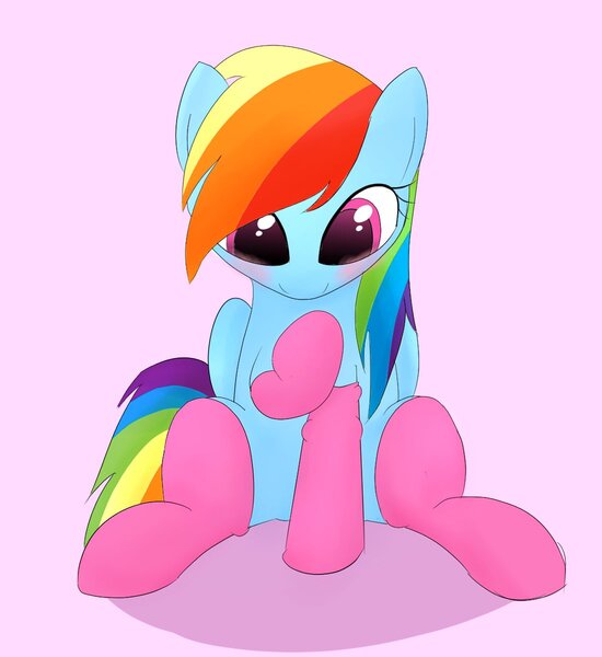 Size: 1100x1200 | Tagged: safe, artist:chocodamai, derpibooru import, rainbow dash, pegasus, pony, blushing, clothes, cute, dashabetes, pink background, rainbow dash day, simple background, sitting, socks, solo