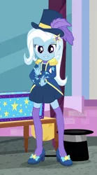 Size: 549x986 | Tagged: safe, derpibooru import, screencap, trixie, equestria girls, equestria girls series, street magic with trixie, spoiler:eqg series (season 2), cropped, cute, diatrixes, hat, looking at you, smiling, top hat