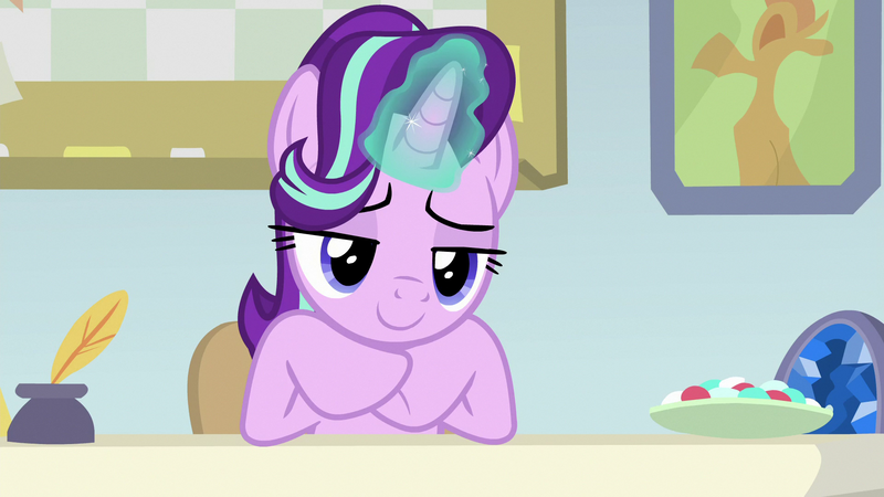 Size: 1920x1080 | Tagged: safe, derpibooru import, screencap, starlight glimmer, pony, marks for effort, offscreen character, pov