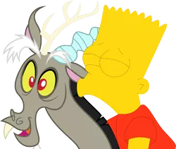 Size: 2456x2072 | Tagged: bartcord, bart simpson, crack shipping, crossover, crossover shipping, derpibooru import, discord, edit, editor:pcaf, gay, kissing, male, neck kiss, neck kissing, not salmon, safe, shipping, simple background, transparent background, wat, why