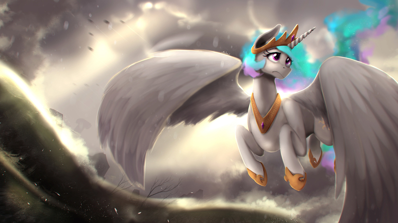 Size: 4000x2250 | Tagged: safe, artist:blackligerth, derpibooru import, princess celestia, alicorn, pony, female, jewelry, mare, regalia, solo