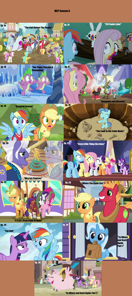 Size: 1760x3958 | Tagged: safe, artist:nightshadowmlp, derpibooru import, edit, edited screencap, screencap, angel bunny, applejack, big macintosh, crackle pop, crimson skate, daisy, derpy hooves, diamond tiara, discord, flower wishes, fluttershy, gladmane, petunia paleo, pinkie pie, rainbow dash, randolph, rarity, snips, snips' dad, spike, sugar stix, sunshower raindrops, tender brush, thorax, train tracks (character), trixie, twilight sparkle, twilight sparkle (alicorn), twinkleshine, winter lotus, alicorn, draconequus, dragon, earth pony, flying pig, pig, pony, rabbit, unicorn, 28 pranks later, buckball season, dungeons and discords, every little thing she does, ppov, season 6, the cart before the ponies, the fault in our cutie marks, the times they are a changeling, to where and back again, top bolt, viva las pegasus, where the apple lies, animal, applejack's hat, applewood derby, calypso, cart, cookie zombie, cowboy hat, cute, debris, diatrixes, disguise, disguised changeling, female, hat, helmet, male, mane six, mare, mind control, mlp season compilation, our town, season 6 compilation, stallion, stetson, teenage applejack, teenage big macintosh, teenager, wall of tags, wreckage, younger