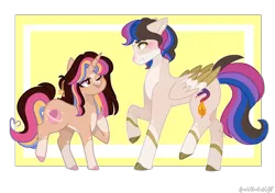 Size: 2665x1880 | Tagged: safe, artist:sparkledashyt, derpibooru import, oc, oc:melanie, oc:sam, unofficial characters only, pegasus, pony, unicorn, female, male, mare, rule 63, stallion