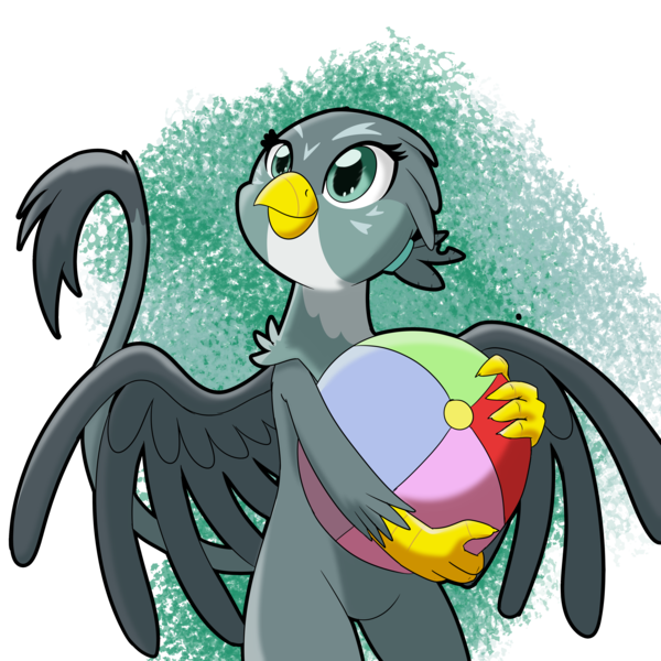 Size: 5000x5000 | Tagged: safe, artist:chedx, derpibooru import, gabby, gryphon, absurd resolution, ball, beach ball, cute, fanart, female, gabbybetes, simple background, solo, transparent background