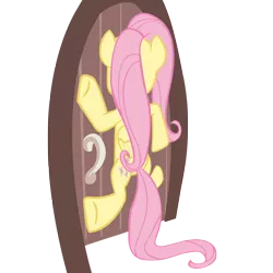 Size: 3000x3000 | Tagged: safe, artist:ajdispirito, derpibooru import, fluttershy, pony, luna eclipsed, door, fail, fight, fluttershy vs door, simple background, slam, solo, this ended in pain, transparent background, vector