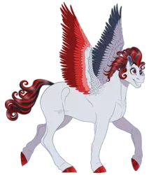 Size: 894x1049 | Tagged: safe, artist:bijutsuyoukai, derpibooru import, oc, pegasus, pony, colored wings, female, mare, multicolored wings, offspring, one eye closed, parent:rumble, parent:twist, simple background, solo, transparent background, wings, wink