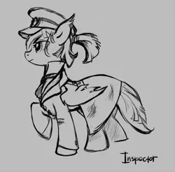 Size: 800x786 | Tagged: safe, artist:tomatocoup, derpibooru import, bat pony, pony, clothes, hat, necktie, peaked cap, solo, suit, uniform