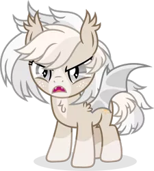 Size: 2321x2583 | Tagged: safe, artist:suramii, derpibooru import, oc, oc:cuddy, unofficial characters only, bat pony, pony, angry, bat pony oc, bat wings, cute, fangs, female, filly, madorable, simple background, solo, transparent background, wings