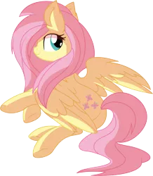 Size: 6561x7524 | Tagged: safe, artist:aureai-sketches, artist:cyanlightning, derpibooru import, fluttershy, pegasus, pony, absurd resolution, back, cute, ear fluff, female, looking back, mare, simple background, sitting, solo, spread wings, transparent background, vector, wings