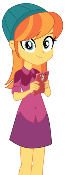 Size: 861x2158 | Tagged: safe, artist:wouterthebelgian1999, derpibooru import, orange sunrise, equestria girls, equestria girls series, street magic with trixie, spoiler:eqg series (season 2), background human, beanie, clothes, cute, hat, miniskirt, phone, shirt, skirt, t-shirt, vector