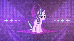 Size: 3840x2160 | Tagged: safe, artist:cyanlightning, artist:laszlvfx, derpibooru import, edit, starlight glimmer, pony, unicorn, cute, cutie mark, female, glimmerbetes, high res, mare, smiling, solo, vector, wallpaper, wallpaper edit