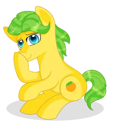 Size: 858x932 | Tagged: safe, artist:rainbowtashie, derpibooru import, mosely orange, uncle orange, pony, simple background, solo, stifling laughter, transparent background