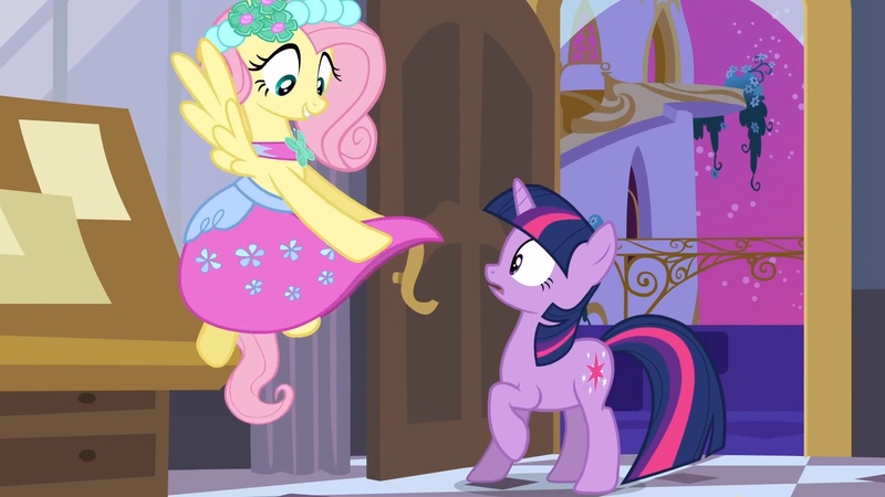 Size: 1920x1080 | Tagged: safe, derpibooru import, screencap, fluttershy, twilight sparkle, pony, a canterlot wedding, clothes, out of context, skirt, skirt lift