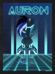 Size: 1200x1622 | Tagged: safe, artist:ciderpunk, derpibooru import, oc, oc:auron, unofficial characters only, pony, synthwave, tron, tron legacy