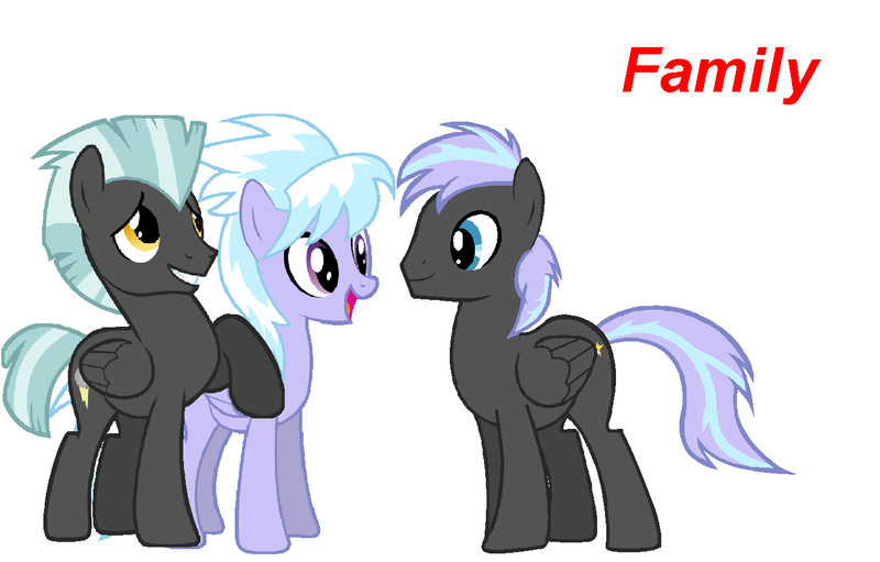 Size: 1360x869 | Tagged: safe, artist:plami55, deleted from derpibooru, derpibooru import, cloudchaser, thunderlane, oc, oc:star comet, pegasus, pony, family, female, male, offspring, parent:cloudchaser, parent:thunderlane, parents:thunderchaser, shipping, simple background, stallion, straight, thunderchaser, white background