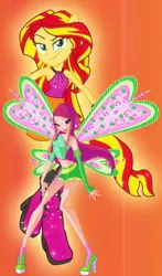 Size: 384x652 | Tagged: safe, artist:ani80, derpibooru import, sunset shimmer, fairy, human, equestria girls, rainbow rocks, believix, boots, clothes, crossover, fairy wings, gloves, hasbro, hasbro studios, high heel boots, high heels, humanized, ponied up, rainbow s.r.l, roxy (winx club), shoes, winged humanization, wings, winx club