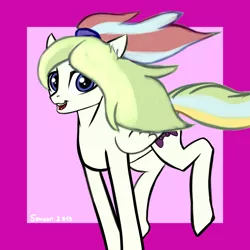 Size: 1280x1280 | Tagged: safe, artist:5oussn, derpibooru import, oc, oc:gamer beauty, unofficial characters only, pegasus, pony, female, looking at you, mare, open mouth, ponytail, raised hoof, solo