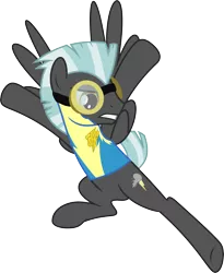 Size: 4917x6000 | Tagged: safe, artist:chainchomp2, derpibooru import, thunderlane, pegasus, pony, wonderbolts academy, absurd resolution, clothes, dynamic entry, goggles, kicking, lead pony badge, male, simple background, solo, stallion, transparent background, uniform, vector, wonderbolt trainee uniform