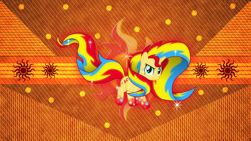 Size: 2560x1440 | Tagged: safe, artist:laszlvfx, artist:parclytaxel, artist:zekrom-9, derpibooru import, edit, sunset shimmer, pony, unicorn, cutie mark, female, mare, rainbow power, rainbow power-ified, solo, sparkles, wallpaper, wallpaper edit