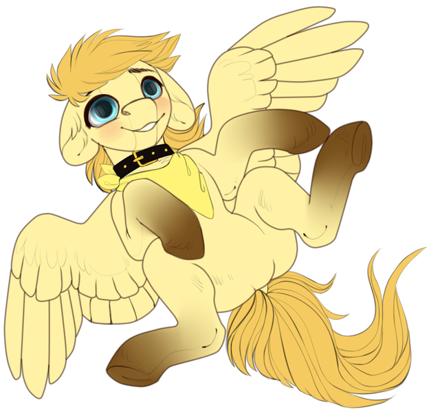 Size: 1025x981 | Tagged: safe, artist:sturpunshie, derpibooru import, oc, oc:aurryhollows, pony, collar, cute, lying down, male, stallion, wings