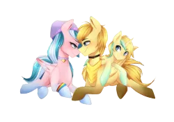 Size: 1024x720 | Tagged: safe, artist:sugarberry, derpibooru import, oc, oc:aurryhollows, oc:foxyhollows, pony, collar, cute, foxrry, male, oc x oc, shipping, stallion, wings