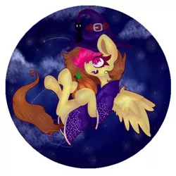 Size: 3000x3000 | Tagged: safe, artist:solsitodb, derpibooru import, oc, oc:solsitodb, cat, pegasus, pony, alone, clothes, female, hat, mare, solo, witch, witch hat