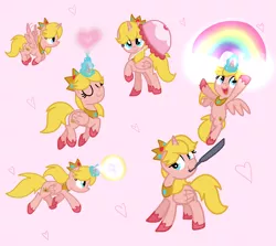 Size: 2000x1781 | Tagged: safe, artist:andromedasparkz, derpibooru import, ponified, alicorn, pony, crown, female, flying, frying pan, heart, jewelry, magic, mare, nintendo, princess peach, rainbow, regalia, super mario bros., super smash bros., umbrella