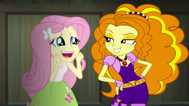 Size: 2000x1124 | Tagged: safe, artist:bigpurplemuppet99, artist:kimberlythehedgie, derpibooru import, adagio dazzle, fluttershy, equestria girls, rainbow rocks, female, lesbian, shipping, shyagio