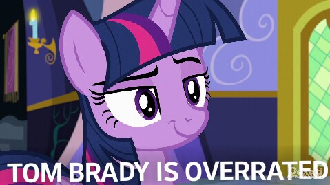 Size: 479x269 | Tagged: safe, derpibooru import, edit, edited screencap, screencap, twilight sparkle, twilight sparkle (alicorn), ponified, alicorn, pony, a flurry of emotions, american football, caption, los angeles rams, meme, new england patriots, nfl, obligatory pony, op is right, solo, sports, super bowl, super bowl liii, tom brady