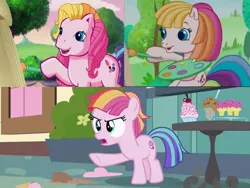 Size: 1200x900 | Tagged: safe, derpibooru import, screencap, toola roola, earth pony, pony, fame and misfortune, comparison, g3, g3 to g4, g3.5, g3.5 to g4, generation leap