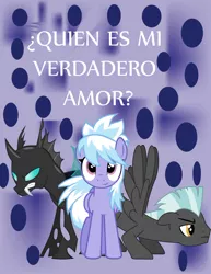 Size: 786x1017 | Tagged: safe, artist:paris-mlp, derpibooru import, cloudchaser, thunderlane, changeling, pegasus, pony, female, love triangle, male, mare, shipping, spanish, stallion, straight, thunderchaser