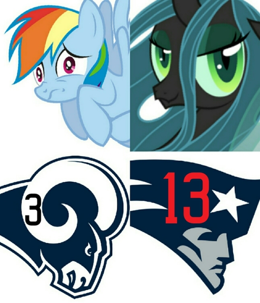 Size: 1290x1500 | Tagged: american football, derpibooru import, los angeles rams, new england patriots, nfl, nobody cares, queen chrysalis, rainbow dash, safe, scared, scaredy dash, shitposting, sports, super bowl, super bowl liii