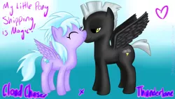 Size: 4098x2304 | Tagged: safe, artist:skycrescent, derpibooru import, cloudchaser, thunderlane, pony, female, kissing, male, shipping, straight, thunderchaser