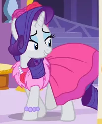 Size: 286x345 | Tagged: safe, derpibooru import, screencap, rarity, pony, unicorn, no second prances, beautiful, bracelet, clothes, cropped, cute, dress, female, flower, jewelry, lidded eyes, mare, necklace, raribetes, rose, smiling, solo