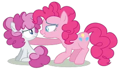 Size: 1616x952 | Tagged: safe, artist:browniepawyt, derpibooru import, pinkie pie, oc, oc:poppy sprinkle, earth pony, pony, unicorn, female, filly, mother and child, mother and daughter, offspring, parent:party favor, parent:pinkie pie, parents:partypie, simple background, transparent background