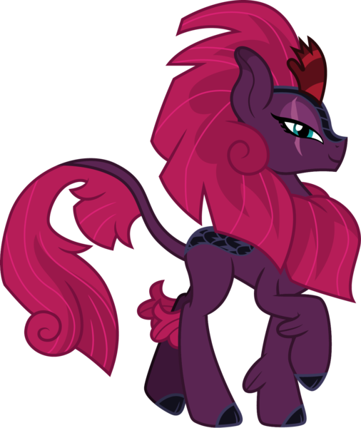 Size: 1265x1500 | Tagged: safe, artist:cloudyglow, derpibooru import, tempest shadow, kirin, sounds of silence, broken horn, eye scar, female, horn, kirin tempest shadow, kirinified, quadrupedal, scar, simple background, smiling, solo, species swap, transparent background, vector