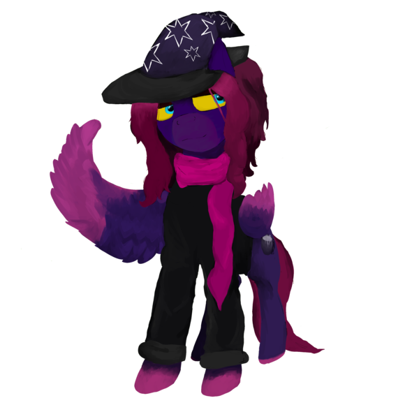 Size: 3000x3000 | Tagged: safe, artist:sapphmod, derpibooru import, oc, oc:poison brew, unofficial characters only, pegasus, pony, art trade, clothes, colored hooves, female, hat, mare, scarf, simple background, solo, standing, transparent background, wings, yellow eyes