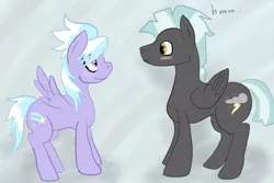 Size: 1500x1000 | Tagged: safe, artist:miss-pidge, derpibooru import, cloudchaser, thunderlane, pony, female, male, shipping, straight, thunderchaser