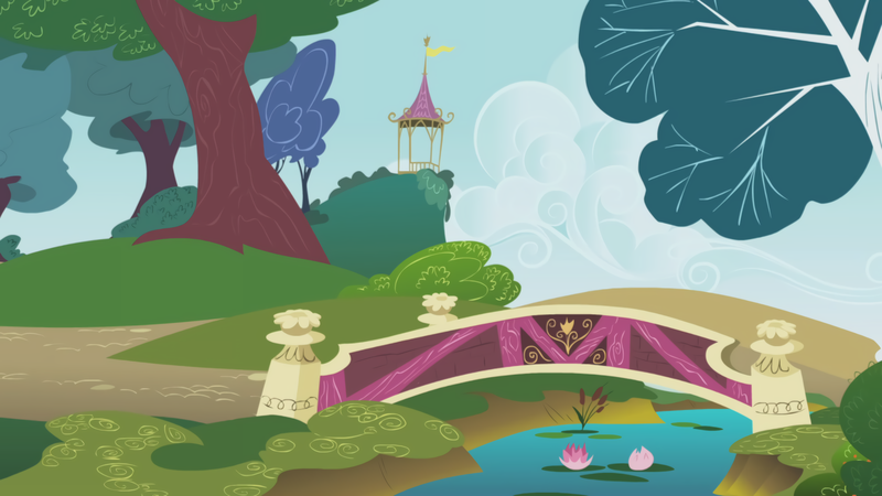 Size: 3200x1800 | Tagged: background, bridge, derpibooru import, gazebo, griffon the brush off, no pony, park, partly cloudy, ponyville, safe, scenery, screencap