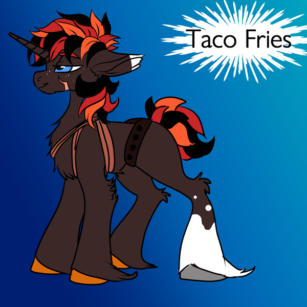 Size: 1563x1563 | Tagged: safe, artist:brainiac, derpibooru import, oc, oc:taco fries, unofficial characters only, pony, unicorn, gift art, male, solo, stallion