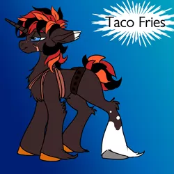 Size: 1563x1563 | Tagged: safe, artist:brainiac, derpibooru import, oc, oc:taco fries, unofficial characters only, pony, unicorn, gift art, male, solo, stallion