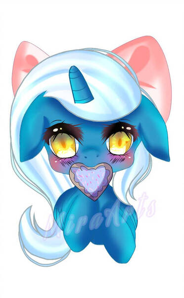 Size: 600x967 | Tagged: adorabelle, adorable face, alicorn, alicorn oc, artist:mirathehybridwolf, big eyes, blushing, bow, cookie, cute, derpibooru import, eating, female, food, hair bow, happy, horn, long hair, long mane, looking at you, mare, oc, oc:fleurbelle, poptart, ribbon, safe, sweet, wings