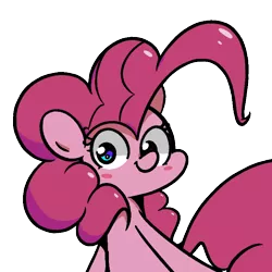 Size: 800x800 | Tagged: safe, artist:turtlefarminguy, derpibooru import, pinkie pie, earth pony, pony, blush sticker, blushing, female, looking at you, mare, simple background, smiling, transparent background