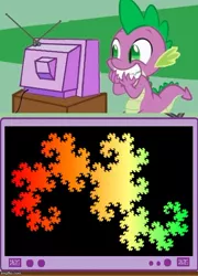 Size: 500x695 | Tagged: derpibooru import, dragon curve, excited, exploitable meme, fancy mathematics, fractal, math, meme, obligatory pony, pun, safe, spike, tv meme, visual pun