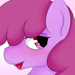 Size: 3000x3000 | Tagged: safe, artist:dashy21, derpibooru import, berry punch, berryshine, earth pony, pony, blushing, bust, drunk, female, gradient background, looking at you, mare, open mouth, portrait, solo