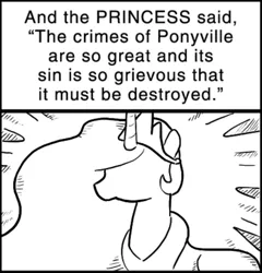 Size: 612x638 | Tagged: safe, artist:pierrezaius, derpibooru import, princess celestia, pony, chick tract, cropped, silhouette, smiting